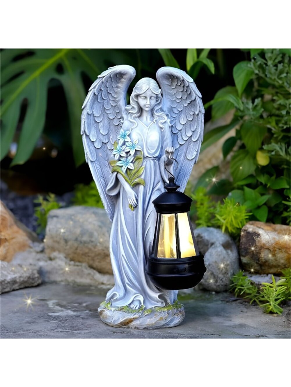 Solar Angel Outdoor Garden Decor Statues – 13.2 inches Solar Outdoor Sculptures